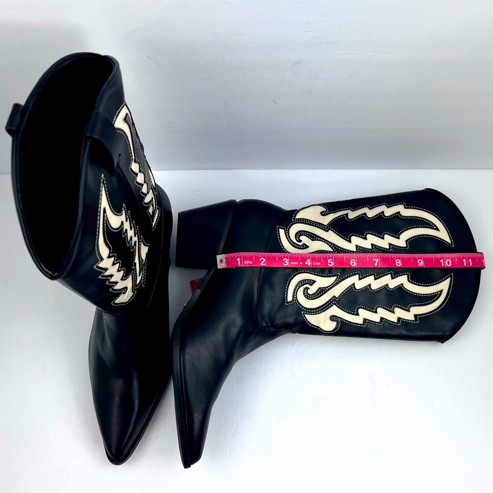 BILLINI NORVA COWGIRL BOOTS, BLACK & BONE COLOR, POINTED TOE, MAN-MADE, SIZE 10 - Picture 10 of 13